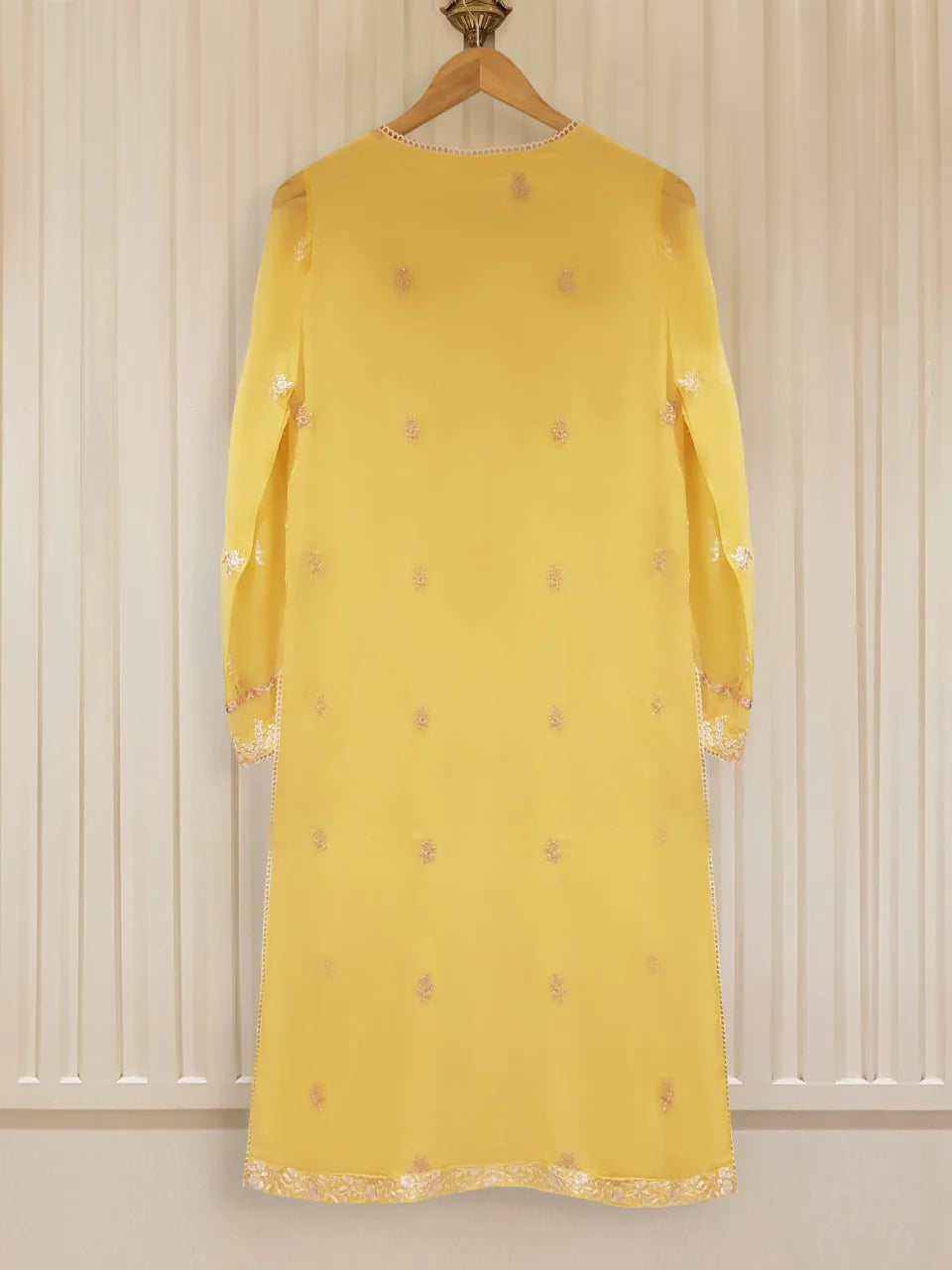 THREE PIECE HEAVILY EMBROIDERED SHIRT, RAW SILK PANT AND CHIFFON DUPATTA