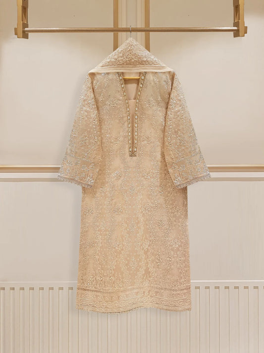 AGHANOOR 3 PIECE PURE ORGANZA EMBROIDERED SHIRT WITH DUPATTA