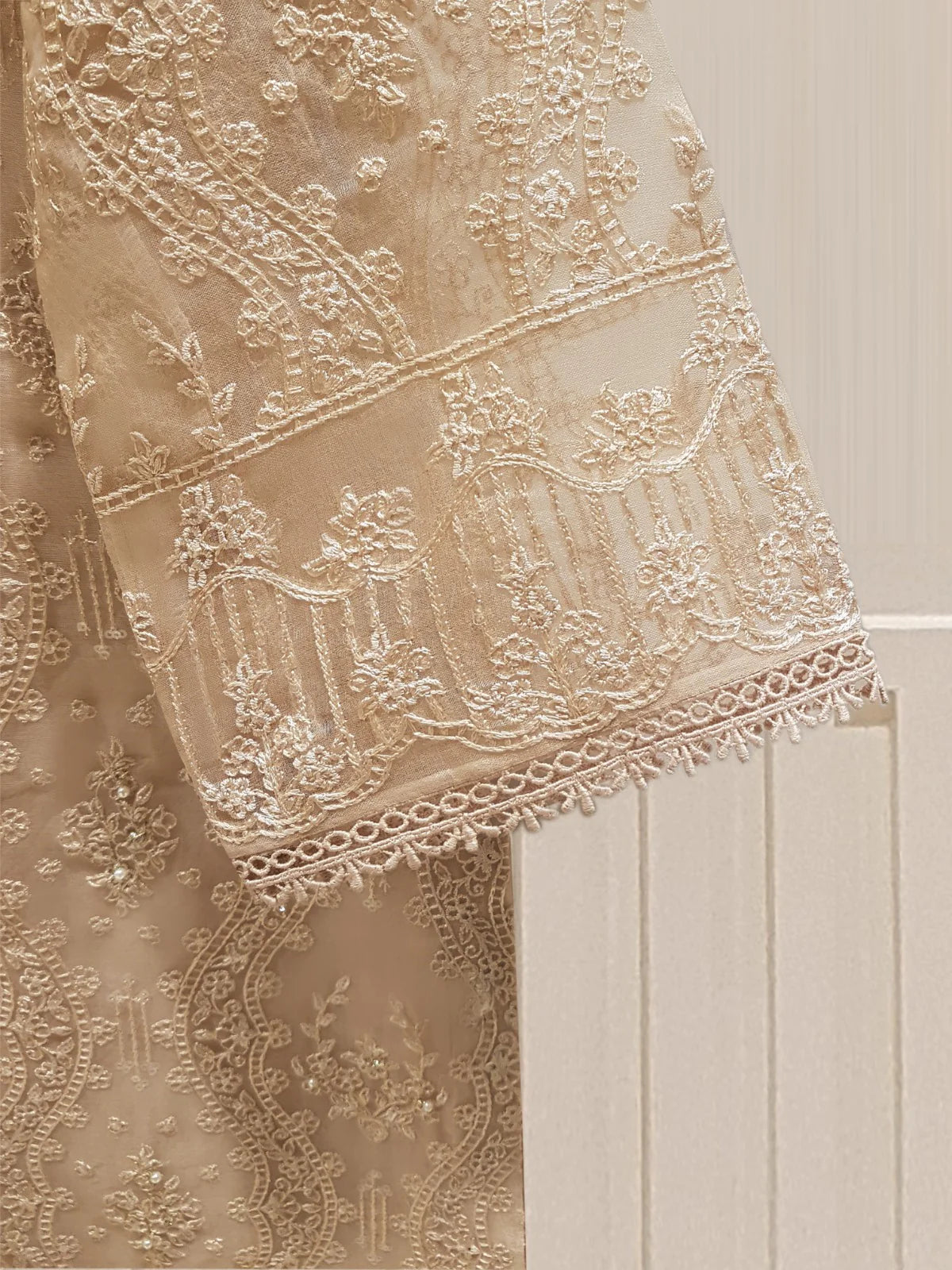 AGHANOOR 3 PIECE PURE ORGANZA EMBROIDERED SHIRT WITH DUPATTA