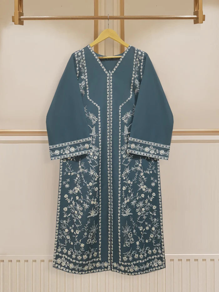 AGHANOOR PIMA COTTON EMBROIDERED SHIRT WITH CHIFFON DUPATTA