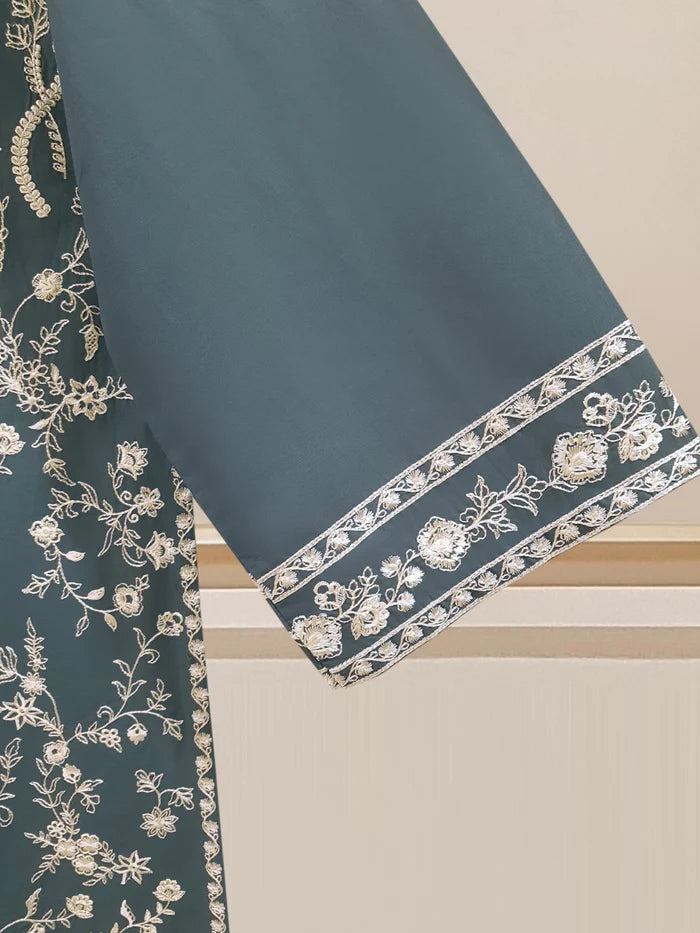 AGHANOOR PIMA COTTON EMBROIDERED SHIRT WITH CHIFFON DUPATTA