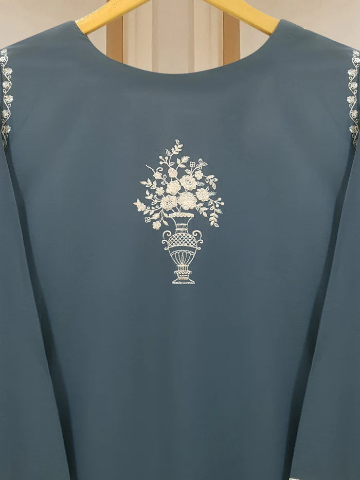 AGHANOOR PIMA COTTON EMBROIDERED SHIRT WITH CHIFFON DUPATTA