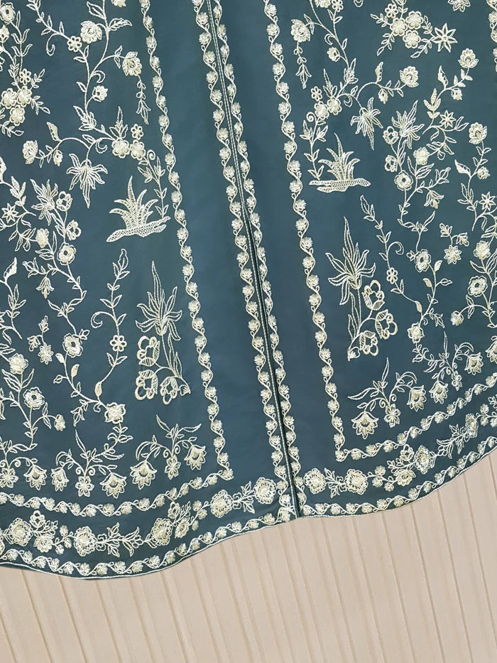 AGHANOOR PIMA COTTON EMBROIDERED SHIRT WITH CHIFFON DUPATTA