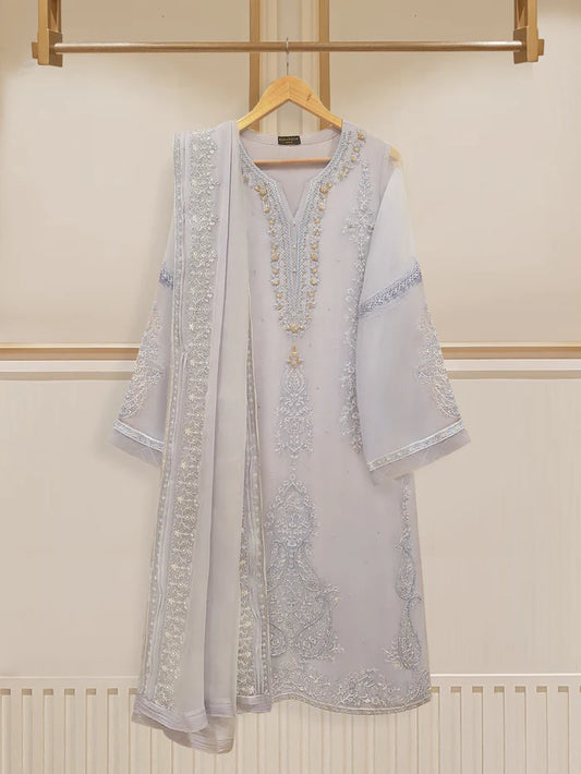 AGHANOOR 2 PIECE 100% PURE CHIFFON EMBROIDERED SHIRT WITH DUPATTA
