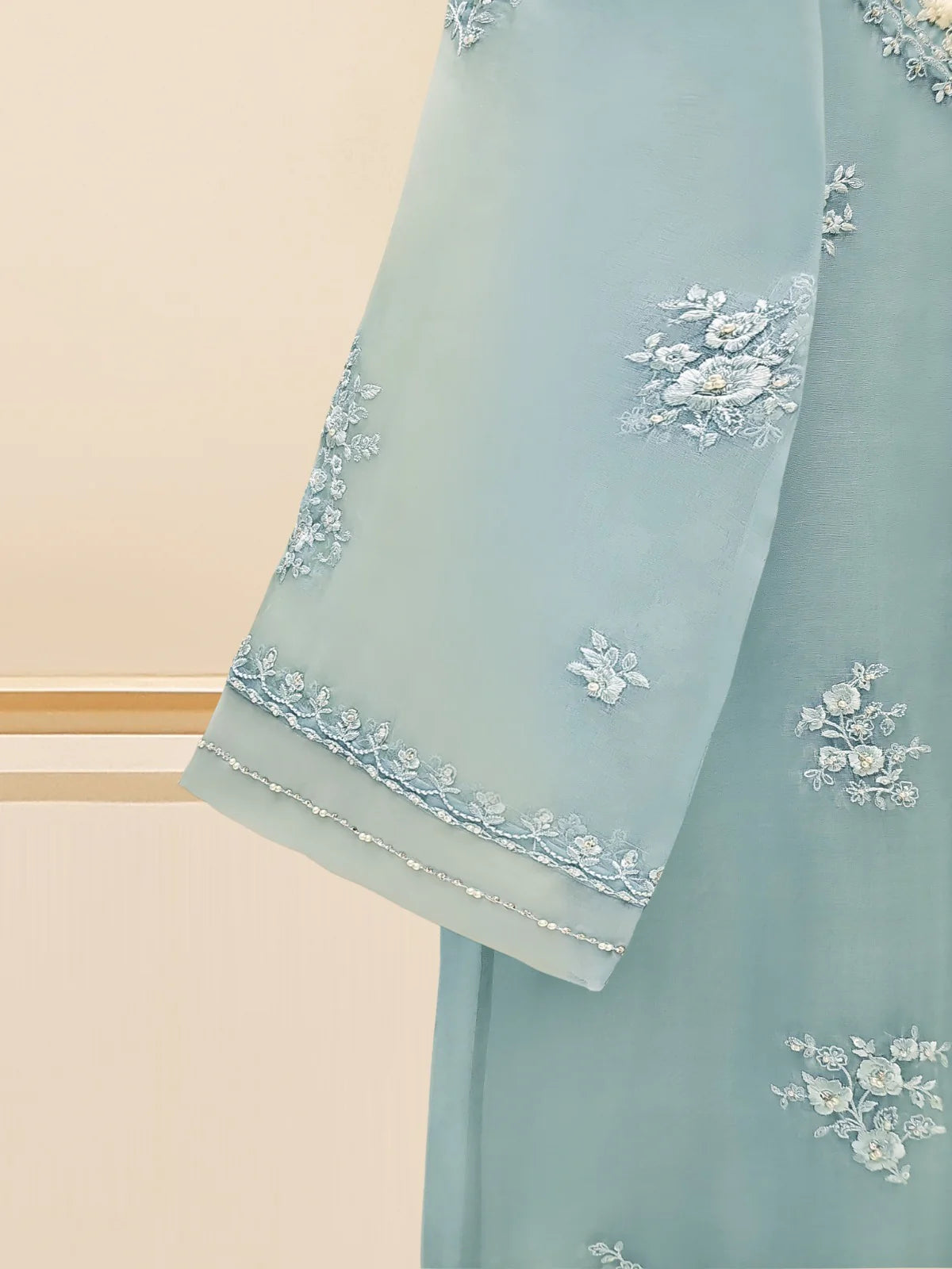 AGHANOOR ORGANZA EMBROIDERED SHIRT SILK, PANT & DUPATTA