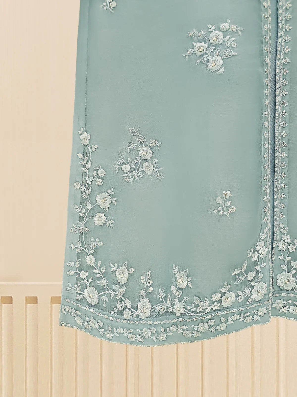AGHANOOR ORGANZA EMBROIDERED SHIRT SILK, PANT & DUPATTA