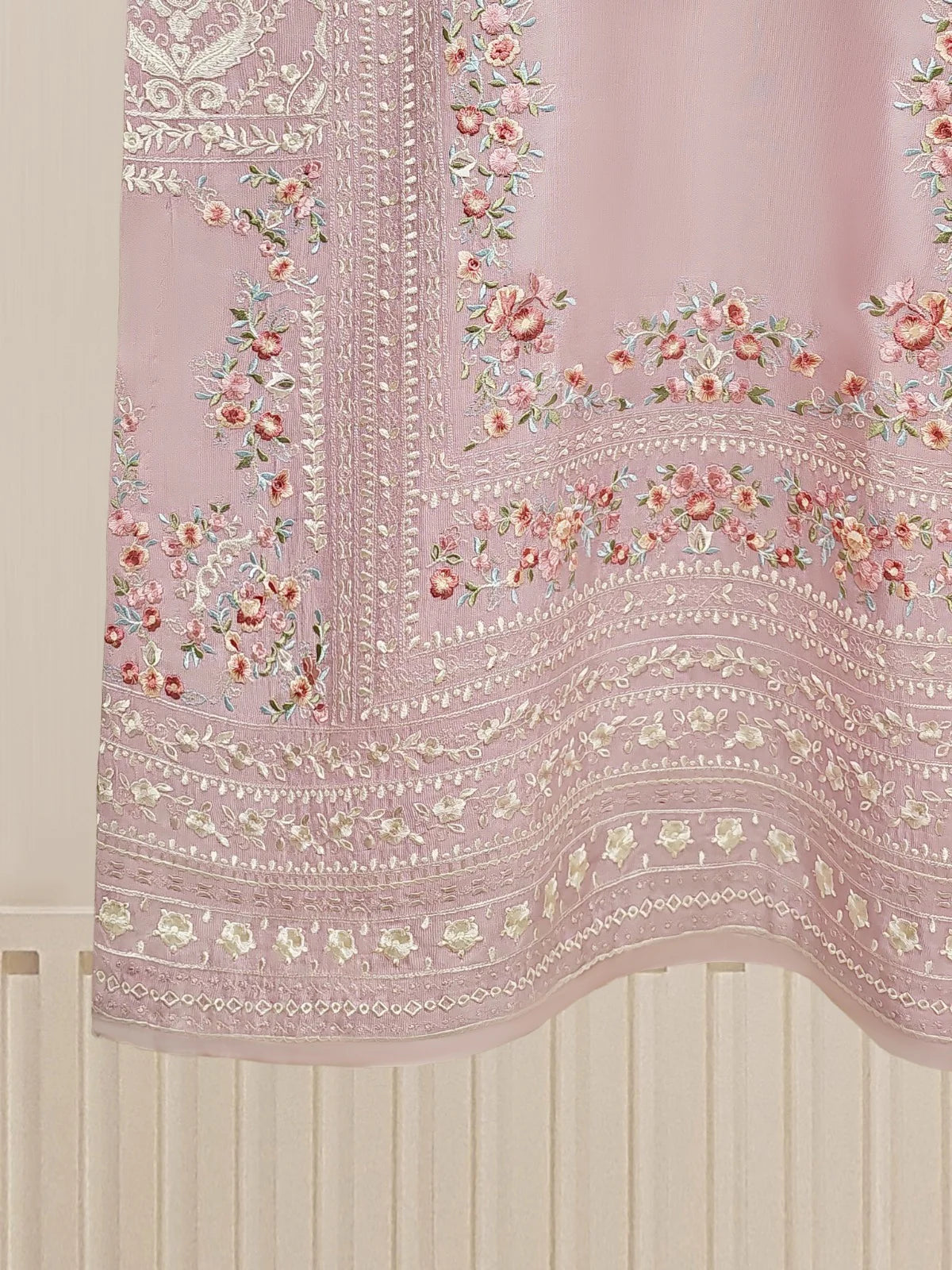 AGHANOOR 3 PIECE SILK NET EMBROIDERED SUIT