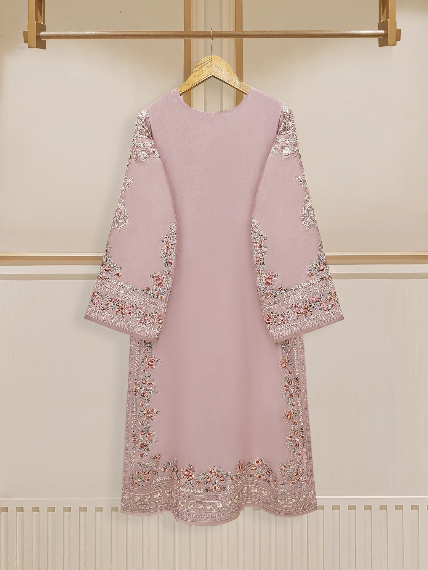 AGHANOOR 3 PIECE SILK NET EMBROIDERED SUIT