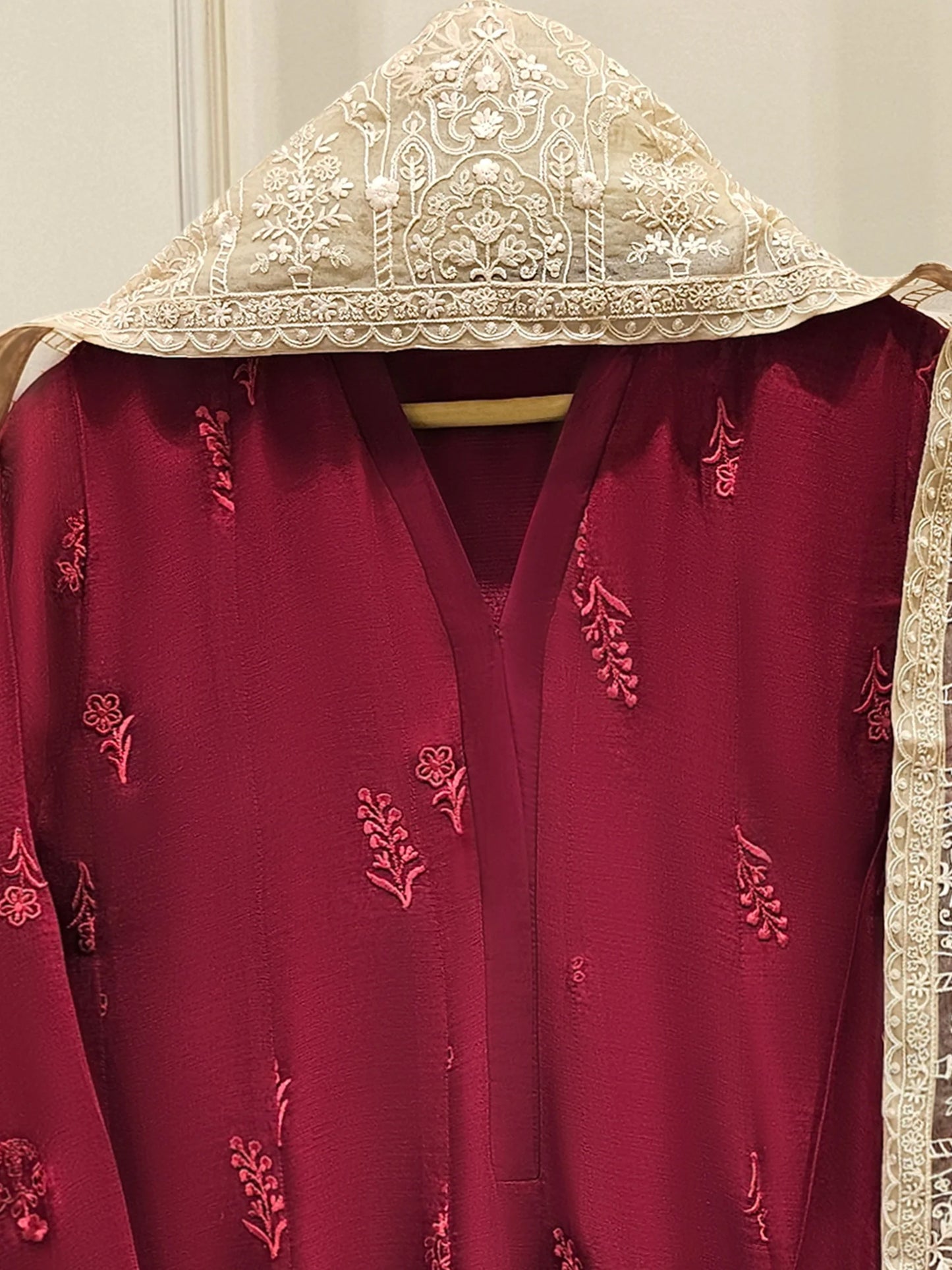 Aghanoor Embroidered Cotton Net Frock Style 3 Piece Suit