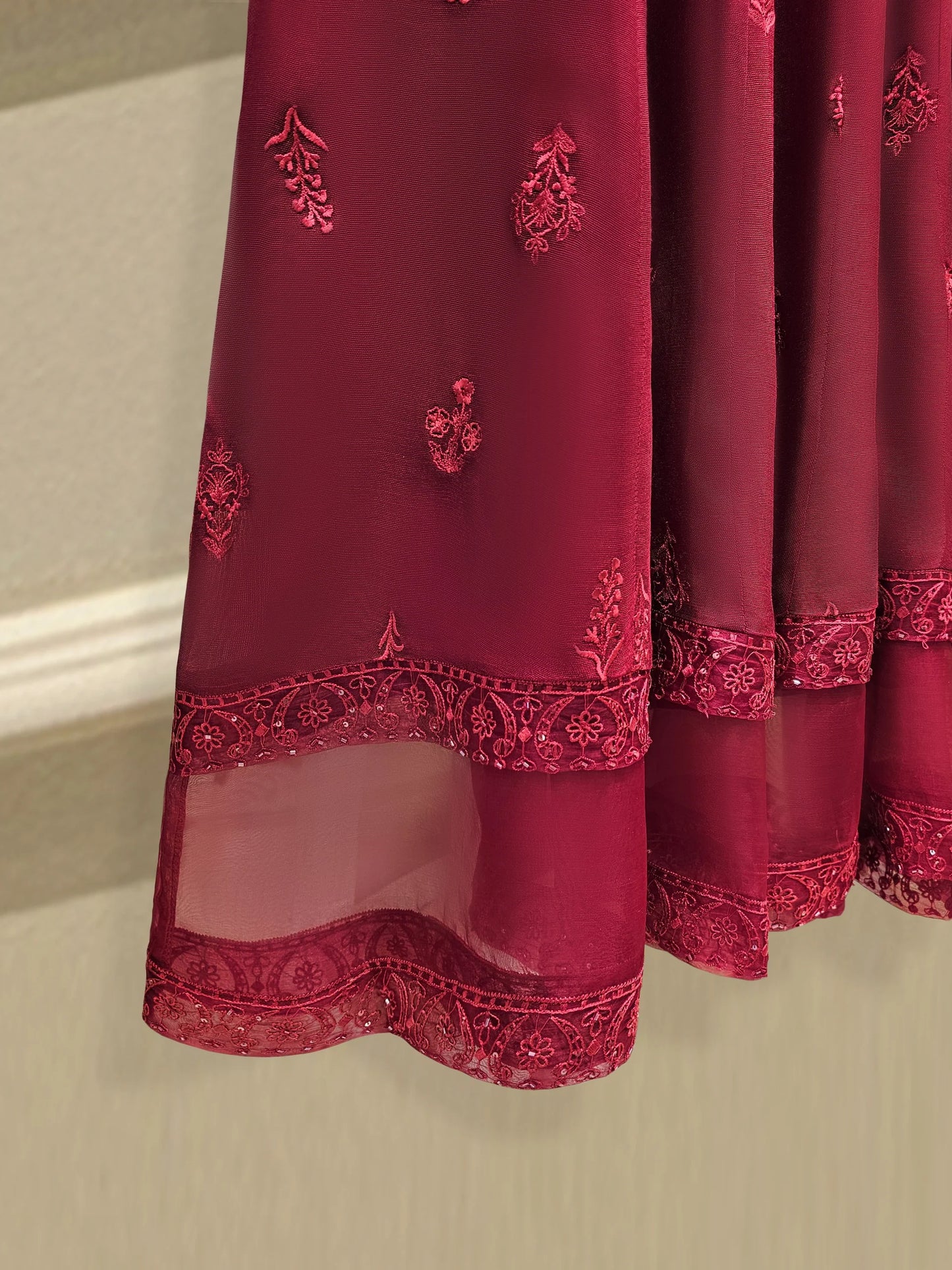 Aghanoor Embroidered Cotton Net Frock Style 3 Piece Suit