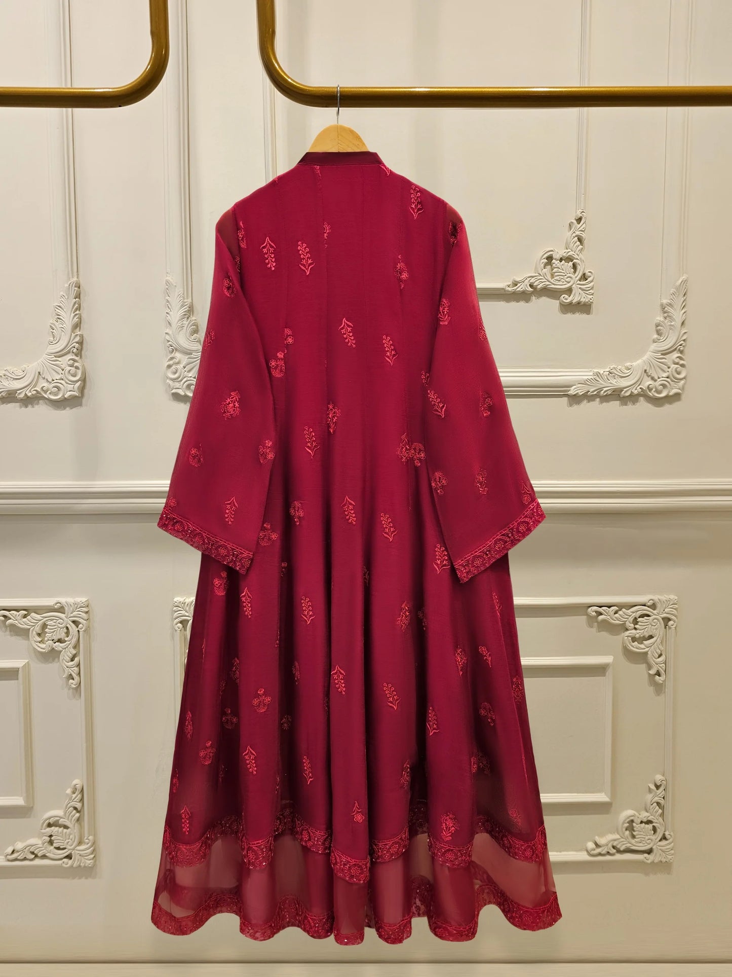 Aghanoor Embroidered Cotton Net Frock Style 3 Piece Suit