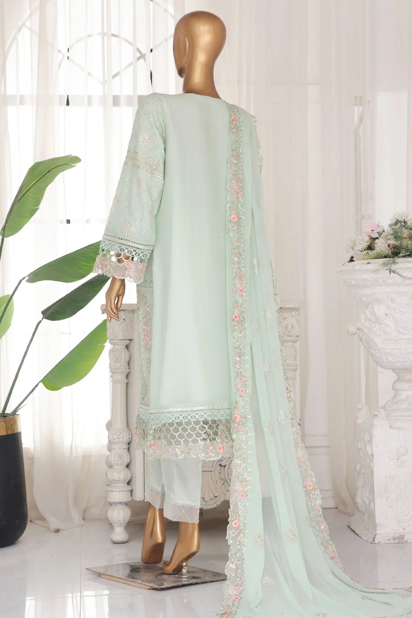 Bin Saeed Embroidered Chiffon 3 Piece
