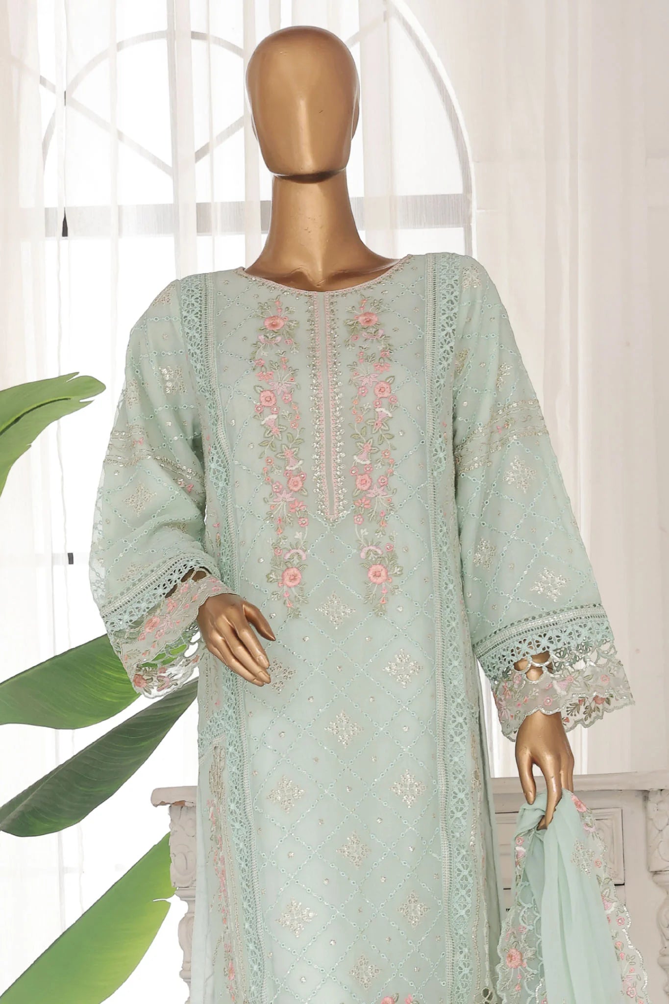 Bin Saeed Embroidered Chiffon 3 Piece