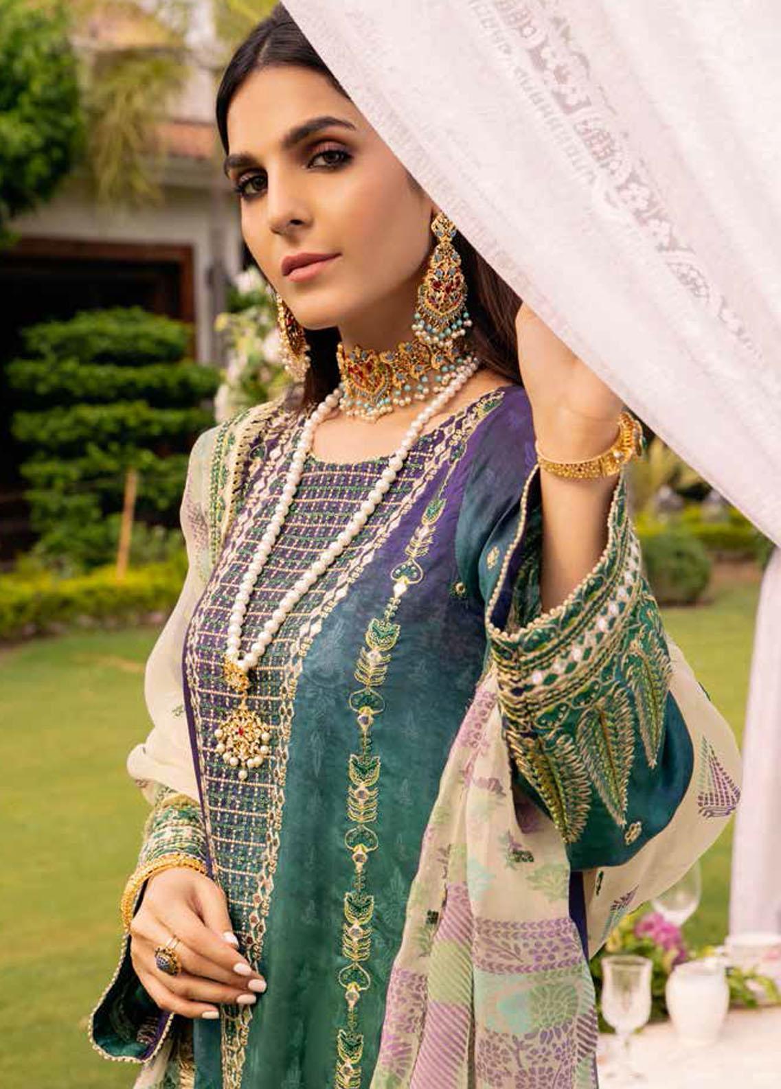 Charizma Naranji Embroidered Viscose Silk 3 Piece Suit