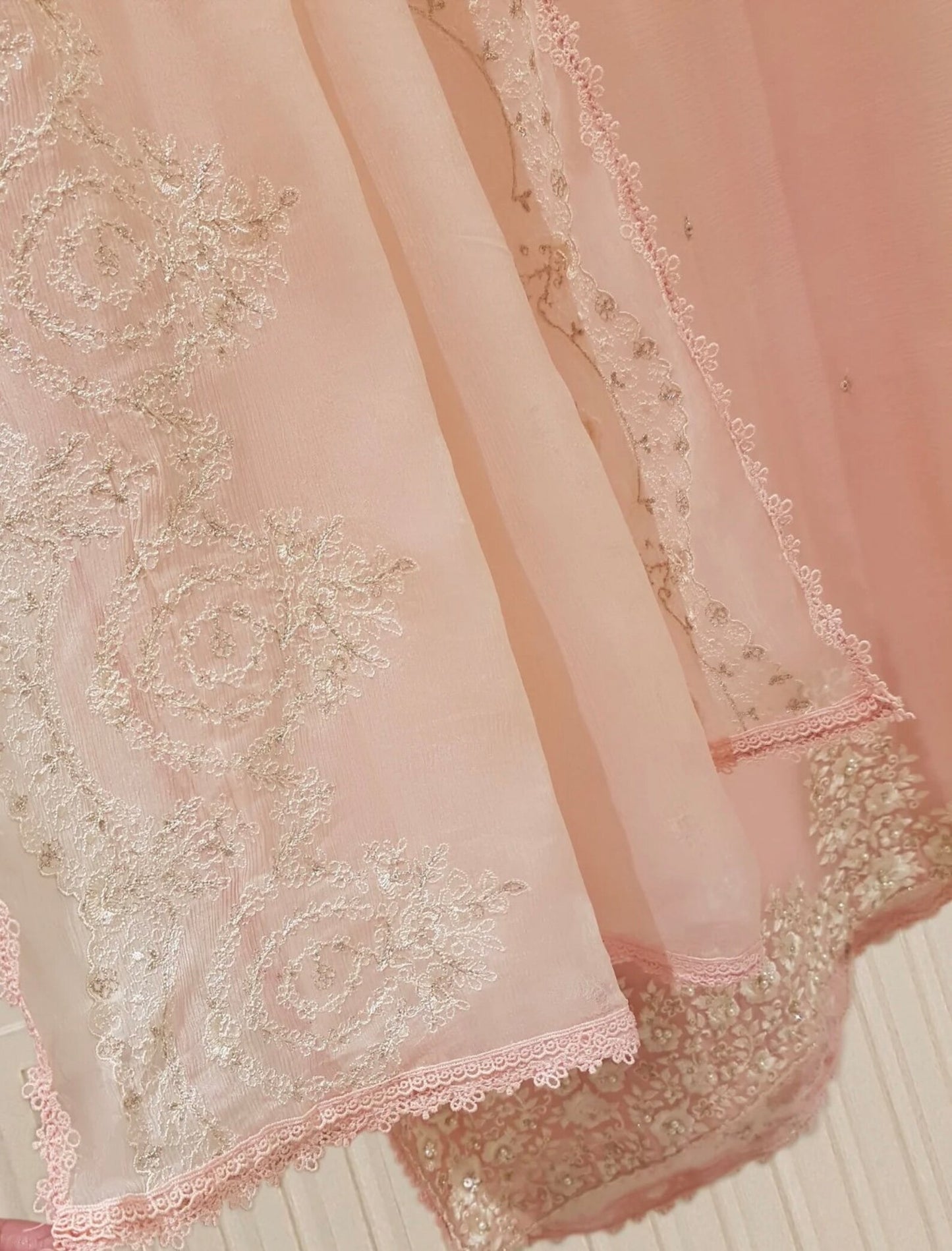 AGHANOOR TWO PIECE 100% PURE CHIFFON EMBROIDERED SHIRT WITH DUPATTA