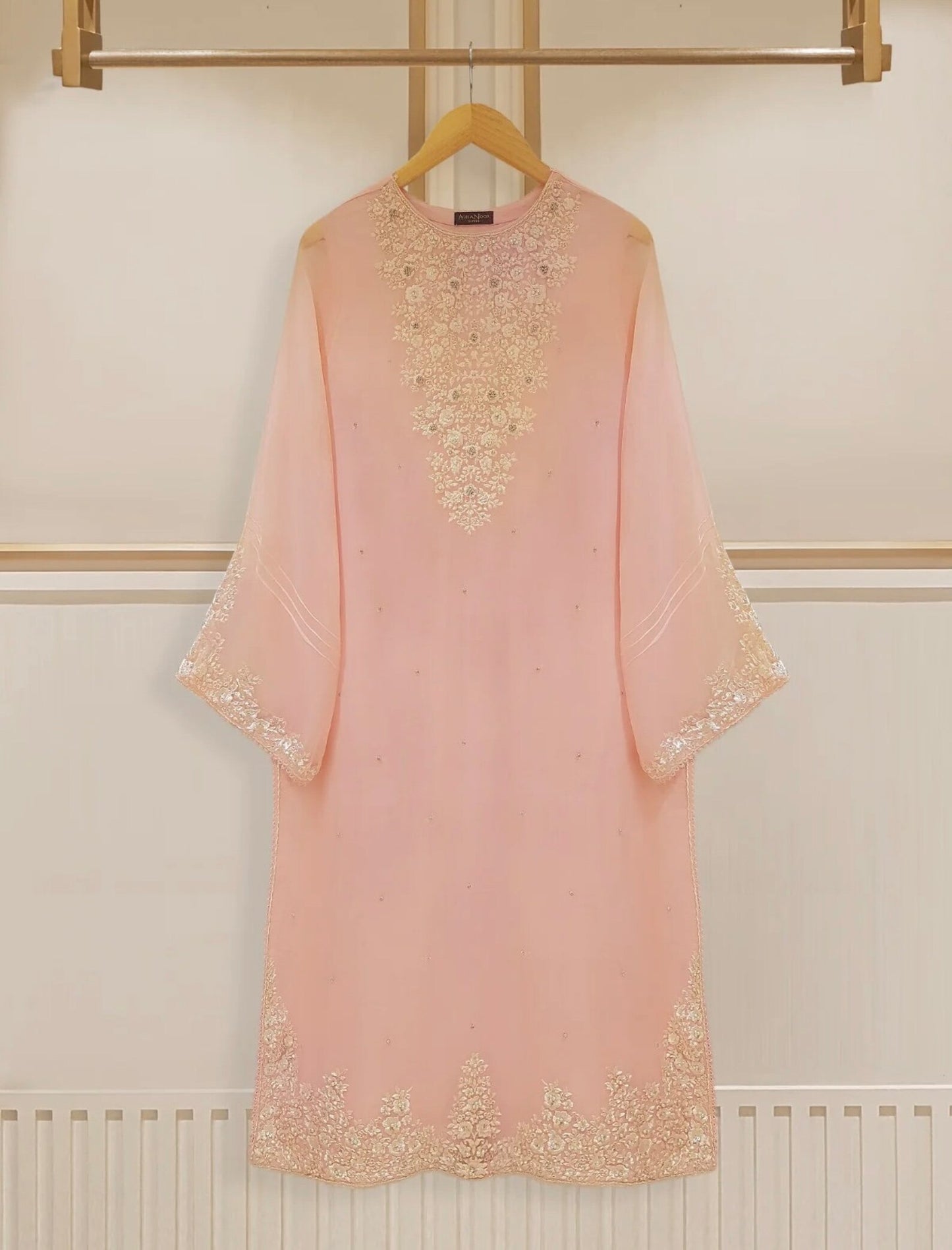 AGHANOOR TWO PIECE 100% PURE CHIFFON EMBROIDERED SHIRT WITH DUPATTA