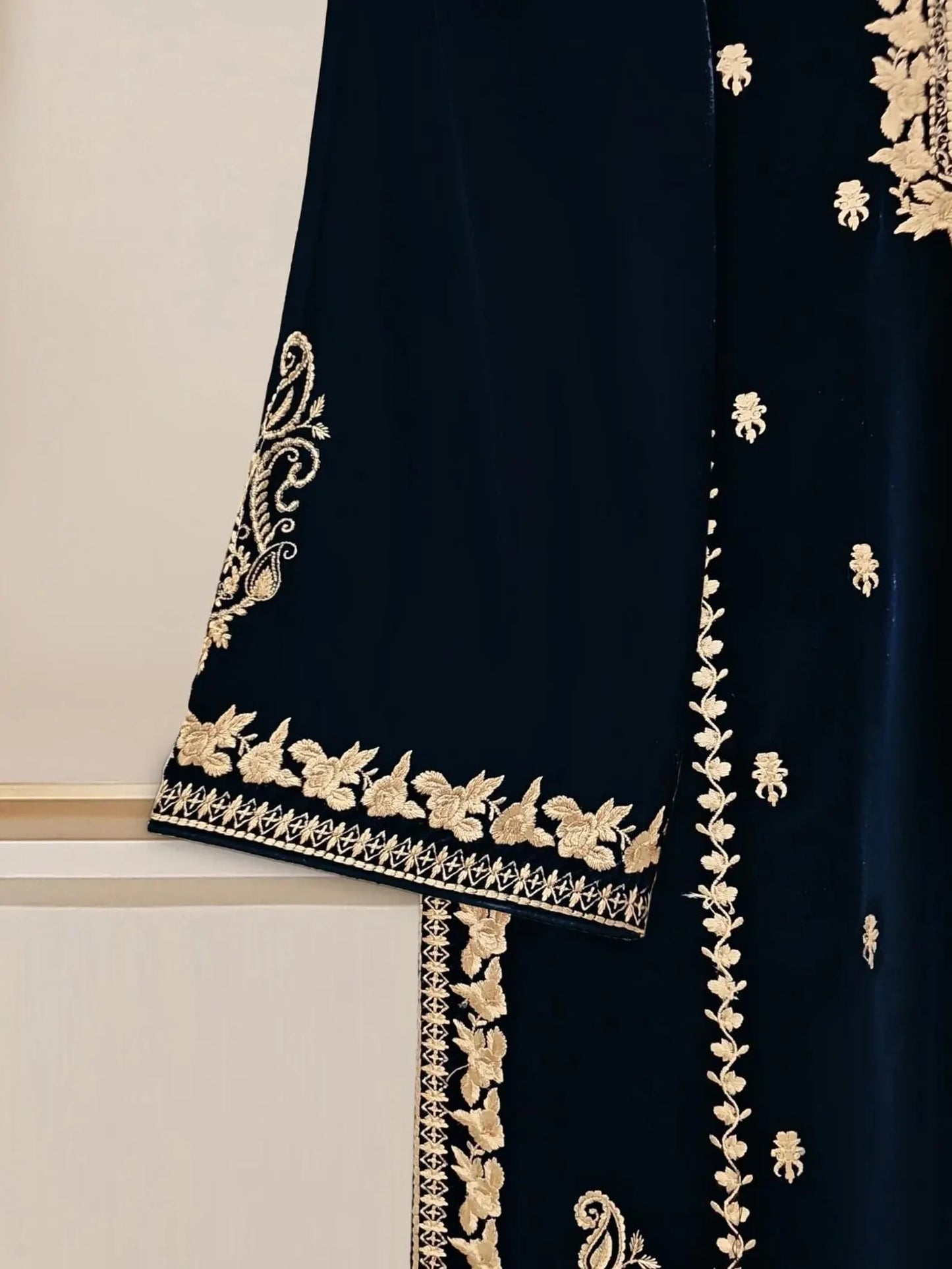 Aghanoor Embroidered Velvet Shirt with Velvet Pant