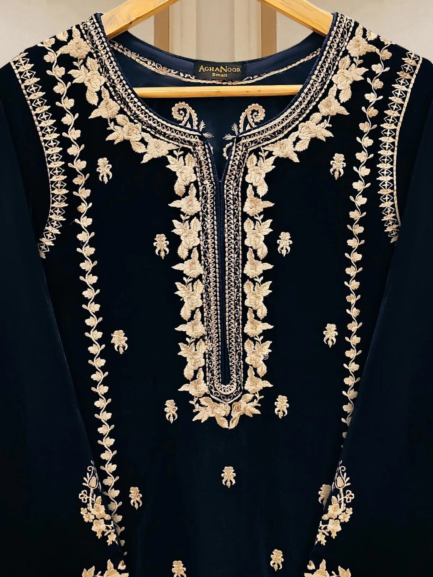 Aghanoor Embroidered Velvet Shirt with Velvet Pant