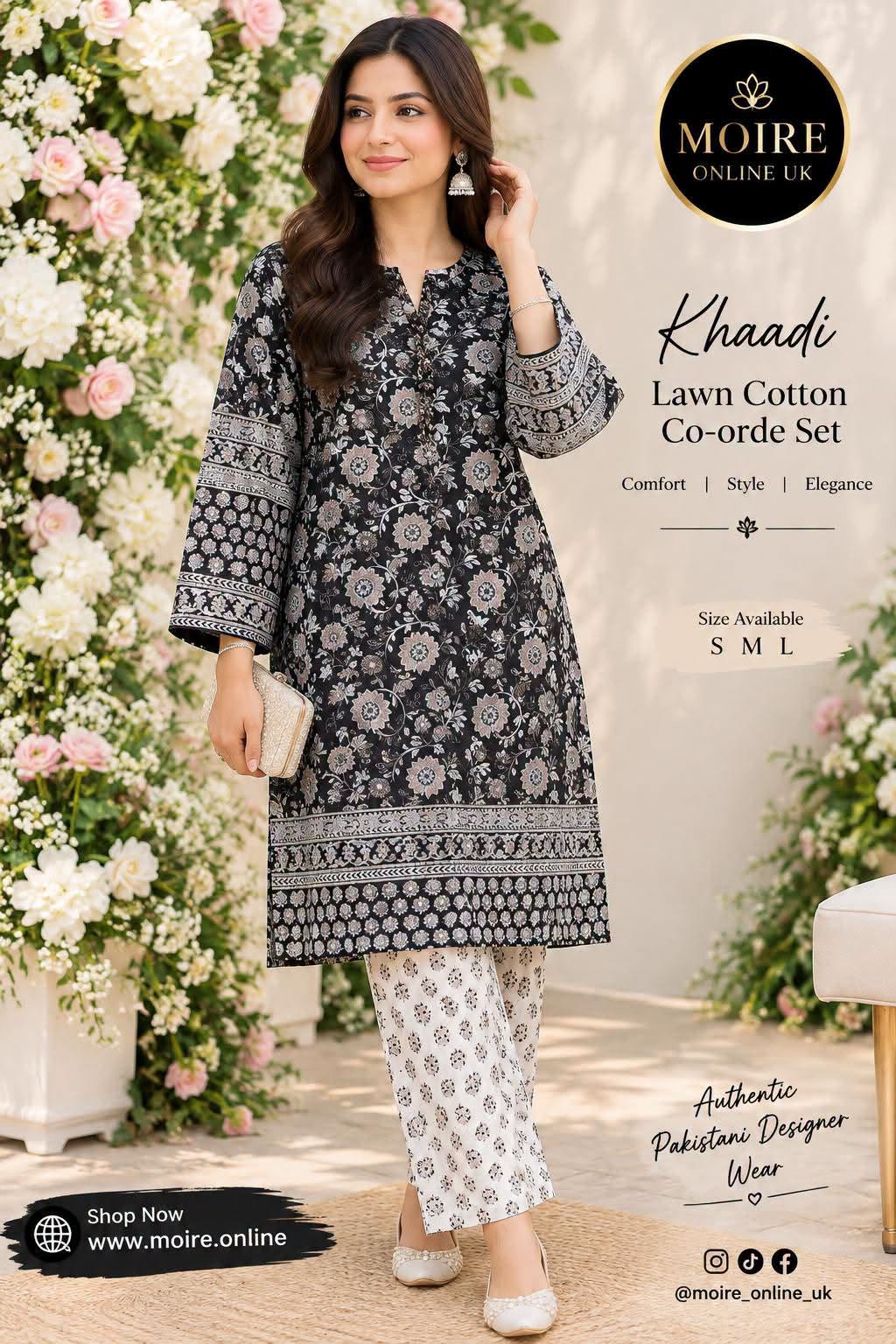 KHAADI EMBROIDERED LAWN WITH FARSHI SHALWAR