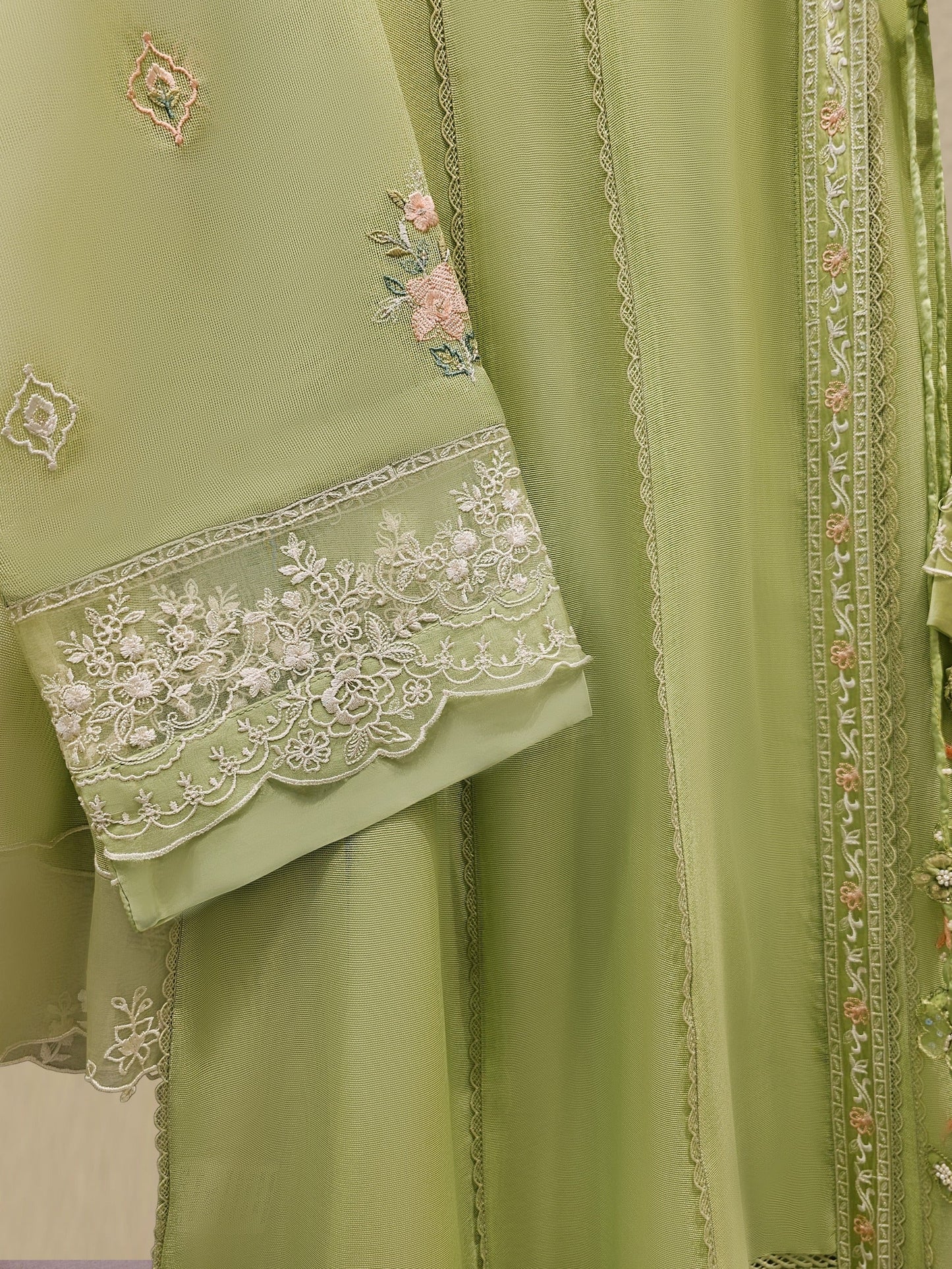 Aghanoor Embroidered Cotton Net Frock Style 3 Piece Suit