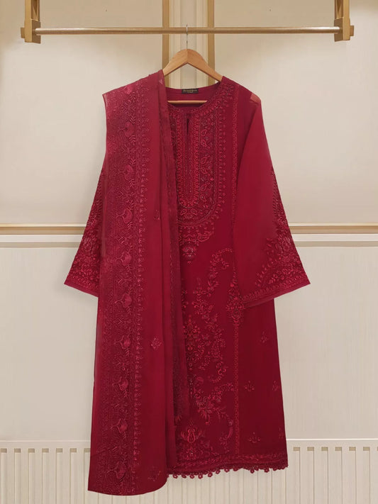 Aghanoor Embroidered Organza 3 Piece Suit