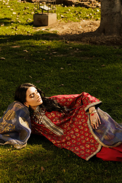 Charizma Embroidered Raw Silk 3 Piece Suit