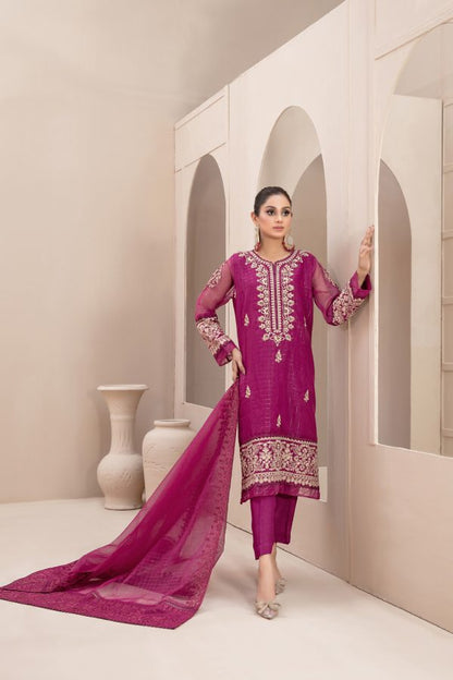 Tawakkal Stitched Embroidered Fancy Organza 3 Piece Suit