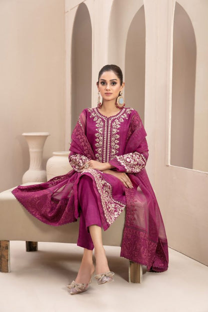 Tawakkal Stitched Embroidered Fancy Organza 3 Piece Suit