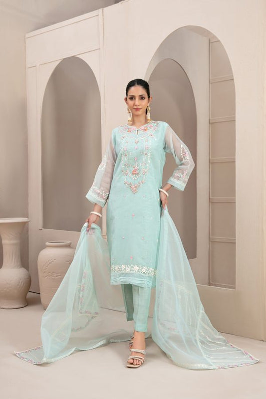 Tawakkal Stitched Embroidered Fancy Organza 3 Piece Suit