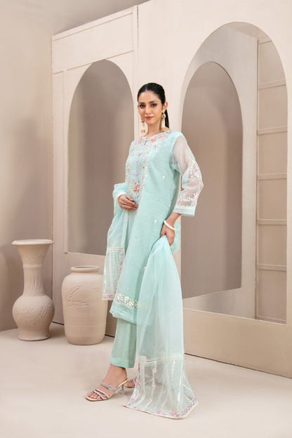 Tawakkal Stitched Embroidered Fancy Organza 3 Piece Suit