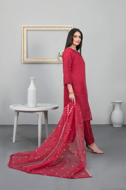 Tawakkal Stitched Embroidered Fancy Organza 3 Piece Suit