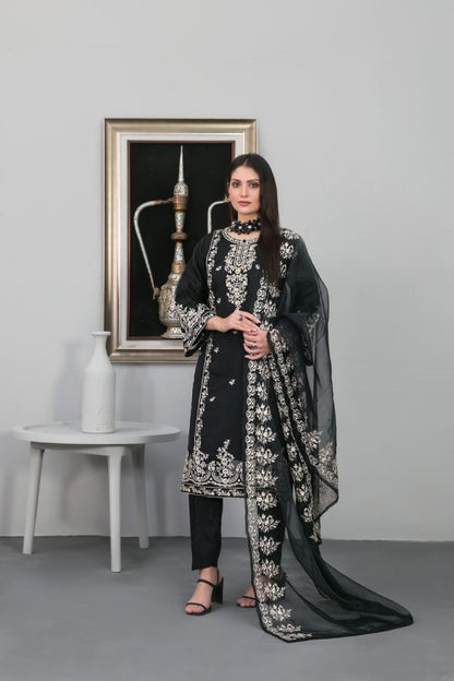 Tawakkal Stitched Embroidered Fancy Organza 3 Piece Suit