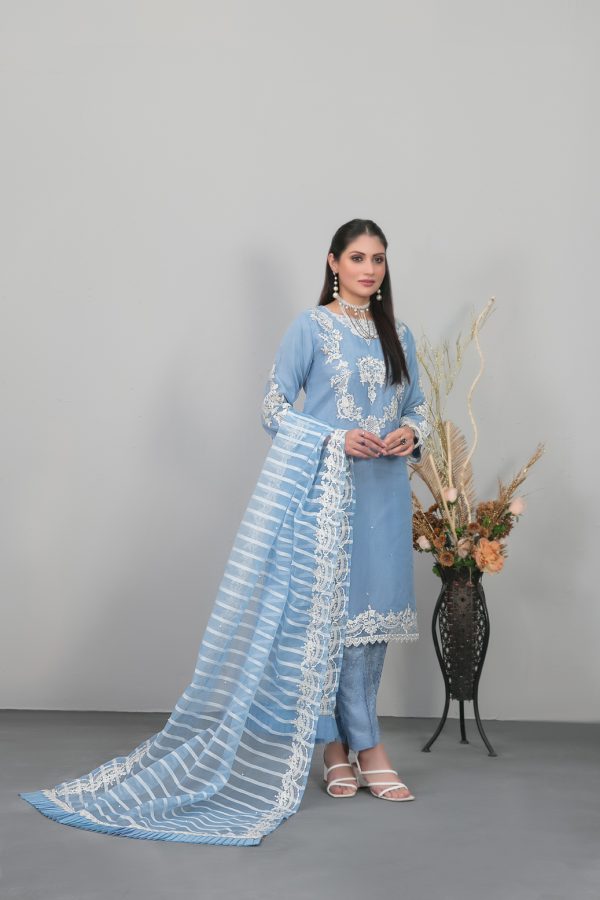 Tawakkal Stitched Embroidered Fancy Organza 3 Piece Suit