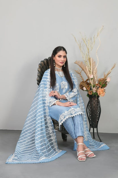 Tawakkal Stitched Embroidered Fancy Organza 3 Piece Suit