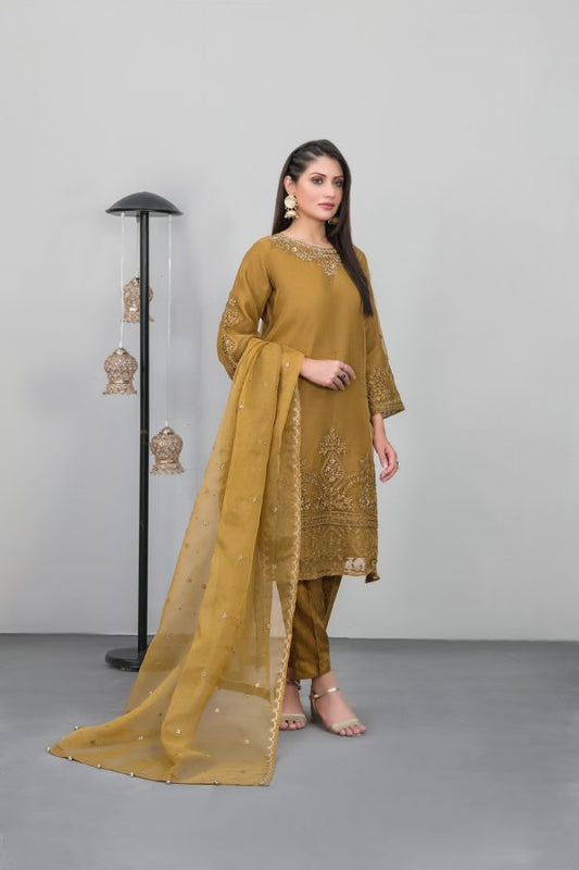 Tawakkal Stitched Embroidered Fancy Organza 3 Piece Suit