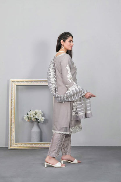 Tawakkal Stitched Embroidered Fancy Organza 3 Piece Suit