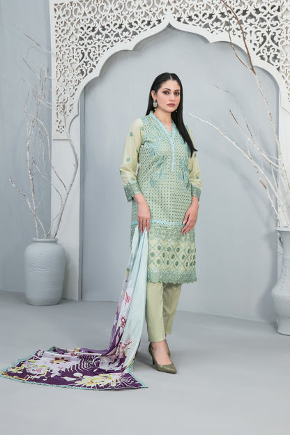 Tawakkal Chikankari Embroidered Lawn 3 Piece