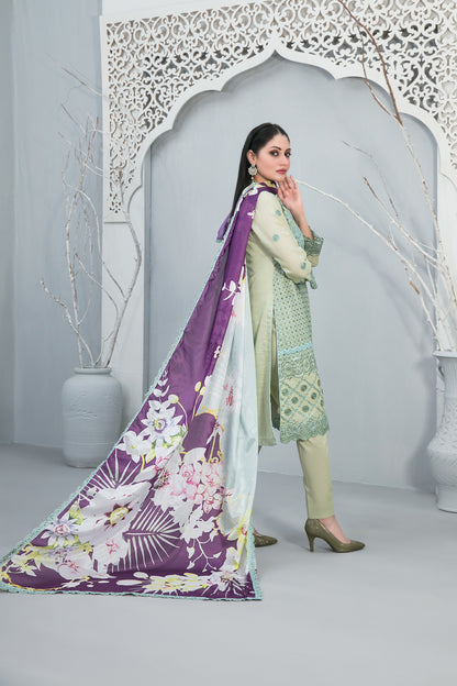 Tawakkal Chikankari Embroidered Lawn 3 Piece