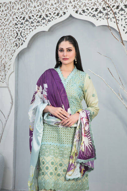 Tawakkal Chikankari Embroidered Lawn 3 Piece