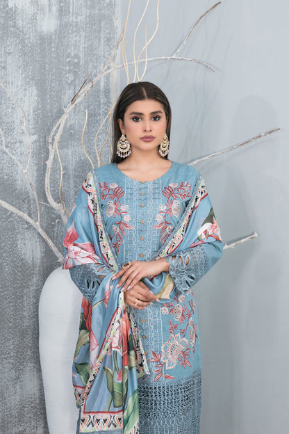 Tawakkal Chikankari Embroidered Lawn 3 Piece