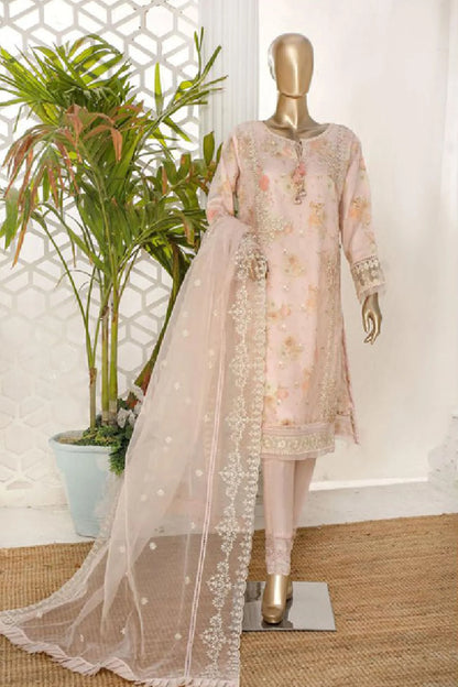 Embroidered Digital Printed Organza 3 Piece Suit