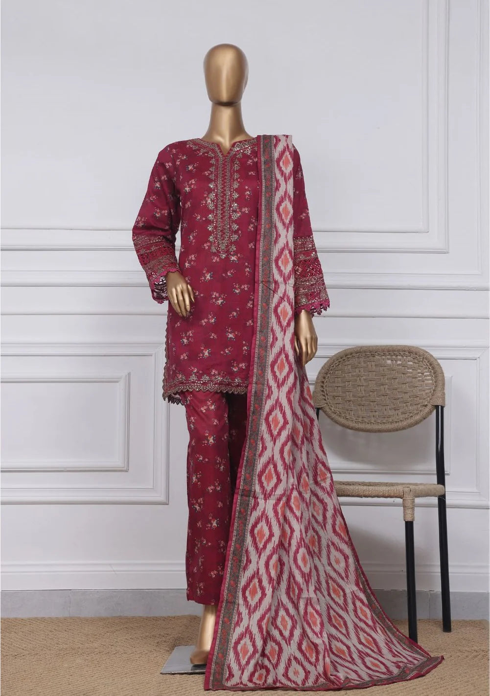 Sadabahar Malika Embroidered & Printed Festive Lawn 3 Piece