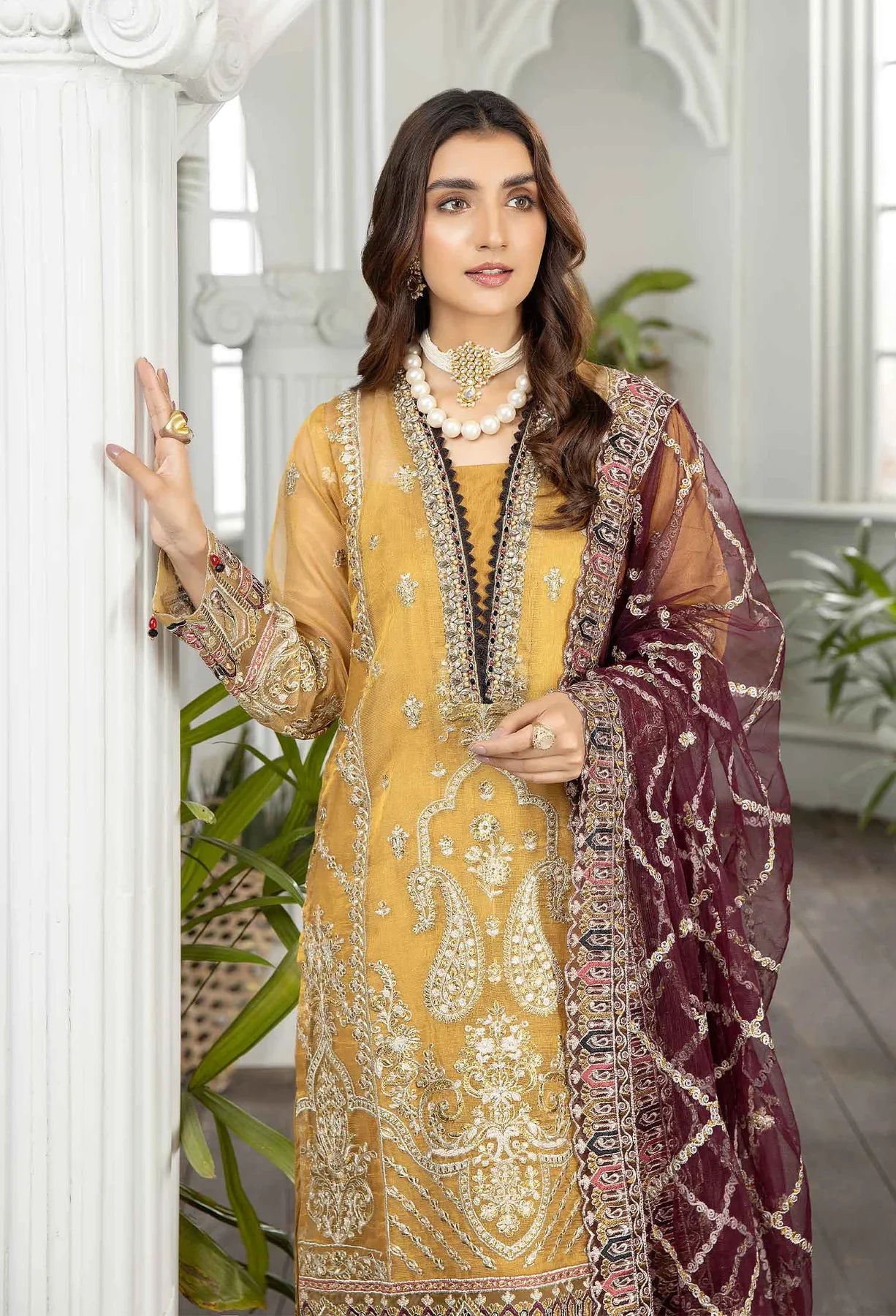 Adan's Libas Organza Embroidered 3 Piece Suit