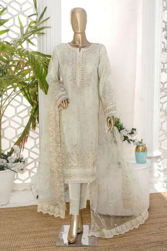 Embroidered Digital Printed Organza 3 Piece Suit