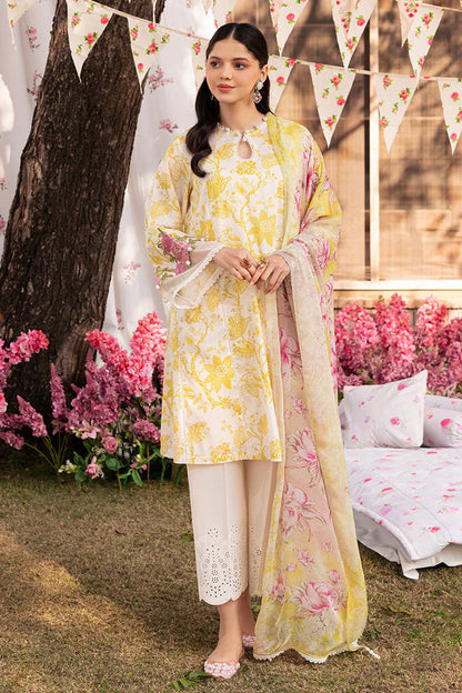 Ivory Garland by Cross Stitch - Premium Embroidered Lawn with Chiffon Dupatta