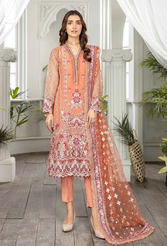 Adans Libas Organza Embroidered 3 Piece Suit