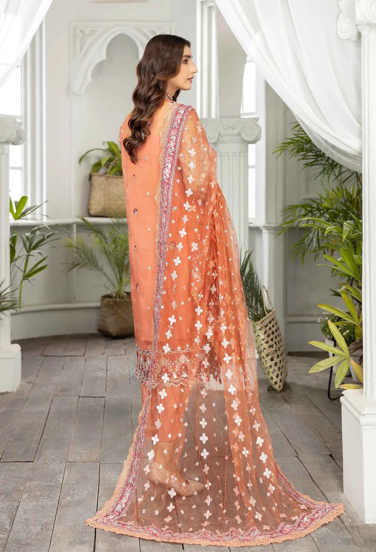 Adans Libas Organza Embroidered 3 Piece Suit