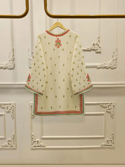 AGHANOOR COTTON NET EMB SHIRT & SILK FARSHI SHALWAR