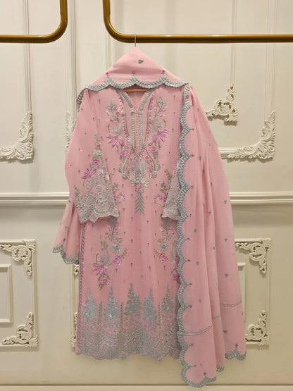 Aghanoor Embroidered Luxury Cotton Net 3 Piece