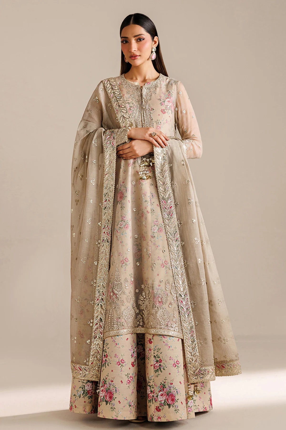 Jazmin Semi-formals Embroidered Chiffon 4 Piece Suit